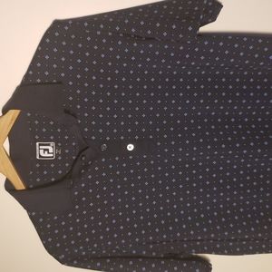 FootJoy Black and Blue Patterned Polo Shirt